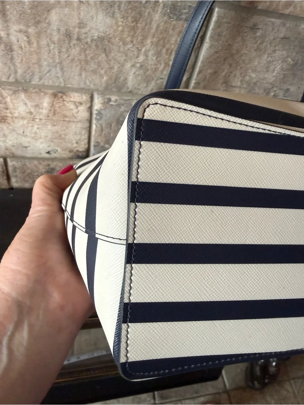 kate spade Navy and White Striped Tote